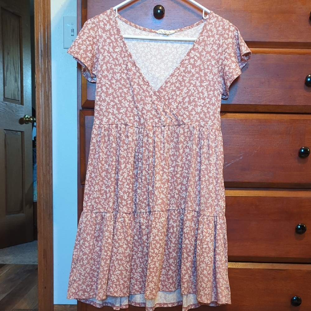Jessica Simpson Floral Mini Dress in Rust